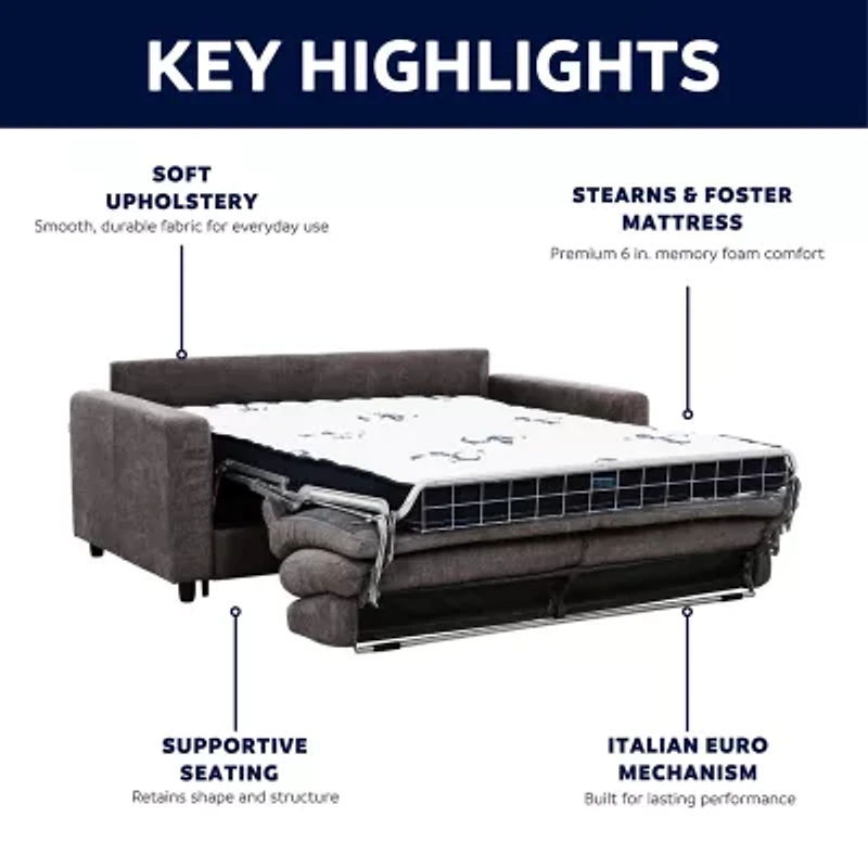Stearns & Foster Atillio 80" Queen Sleeper Sofa with Memory Foam