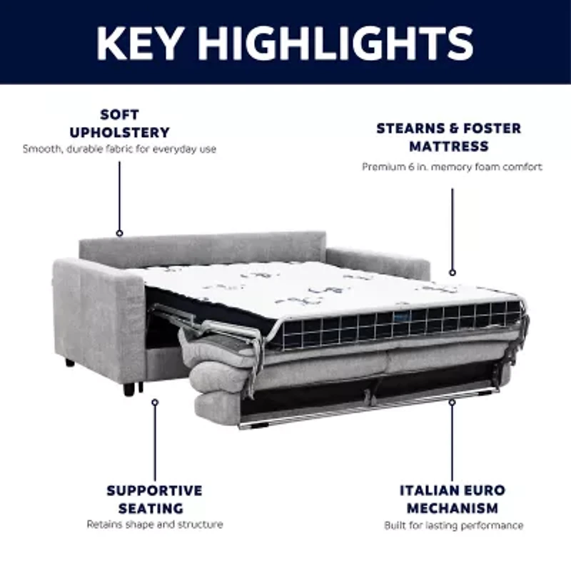 Stearns & Foster Atillio 80" Queen Sleeper Sofa with Memory Foam