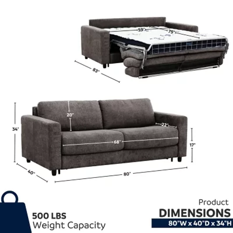 Stearns & Foster Atillio 80" Queen Sleeper Sofa with Memory Foam