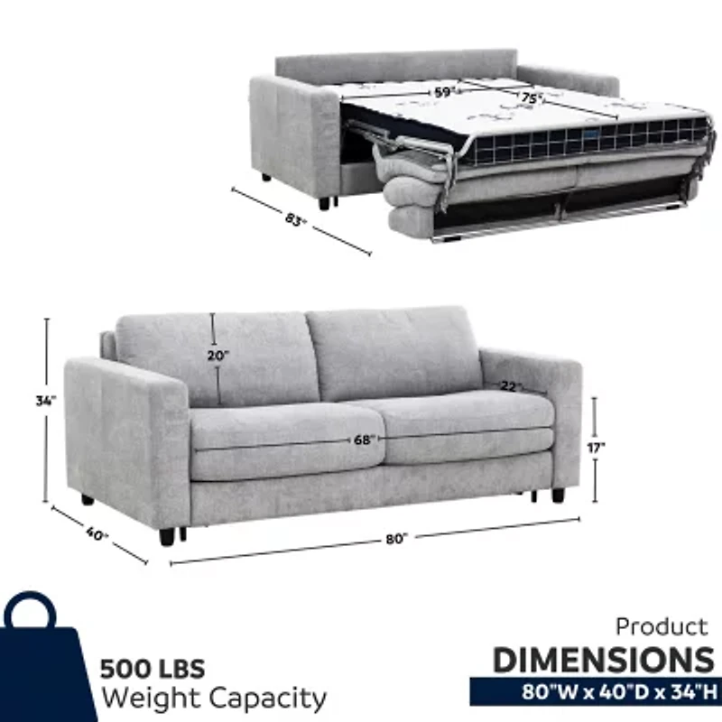 Stearns & Foster Atillio 80" Queen Sleeper Sofa with Memory Foam