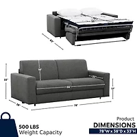 Stearns & Foster® Giotto 78" Full Sleeper Sofa with Memory Foam Mattress