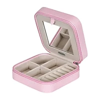 Mele and Co Josette Mirrored Pink Jewelry Travel Case