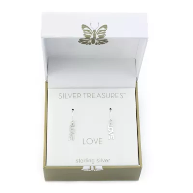 Silver Treasures Love Womens Sterling Silver Drop Earrings