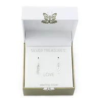 Silver Treasures Love Womens Sterling Silver Drop Earrings