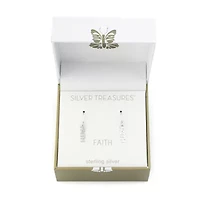 Silver Treasures Faith Womens Sterling Silver Drop Earrings