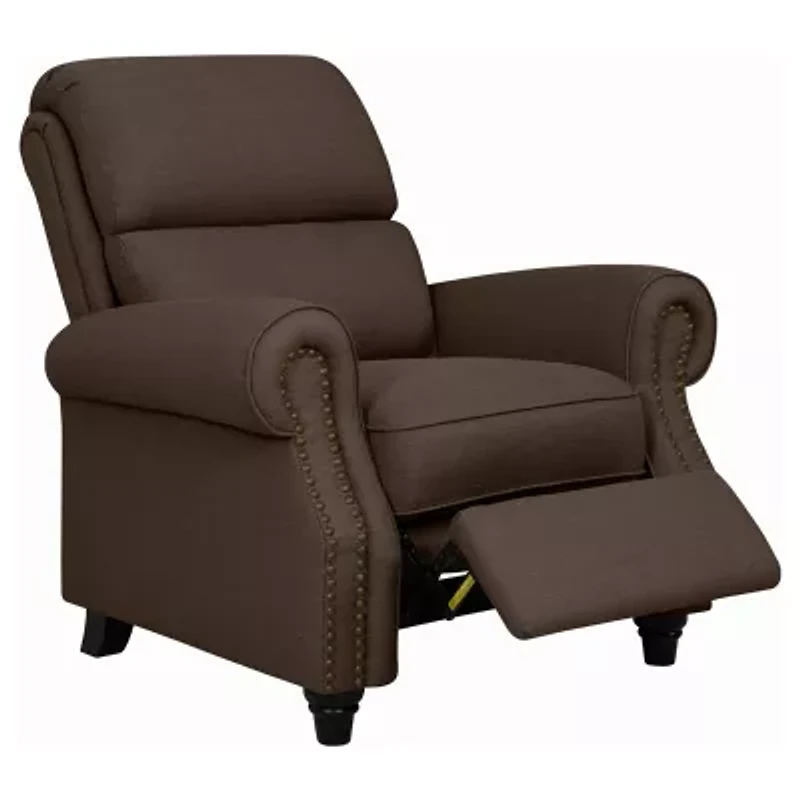 ProLounger Anna Traditional Roll-Arm Push Back Recliner Linen with Nailheads