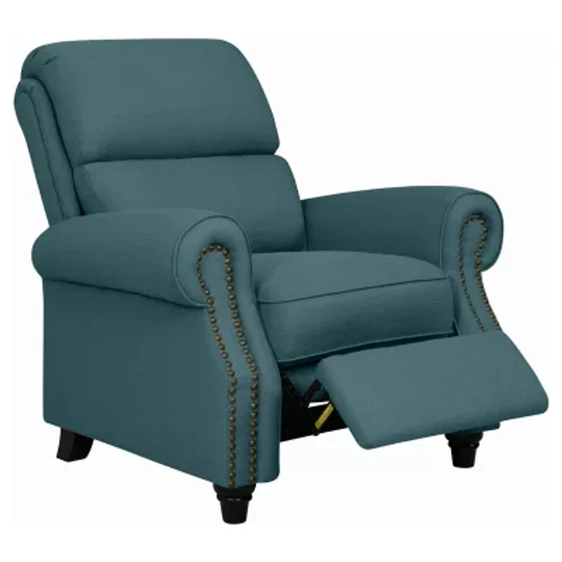 ProLounger Anna Traditional Roll-Arm Push Back Recliner Linen with Nailheads