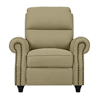 ProLounger Anna Traditional Roll-Arm Push Back Recliner Linen with Nailheads