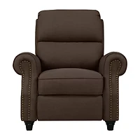 ProLounger Anna Traditional Roll-Arm Push Back Recliner Linen with Nailheads