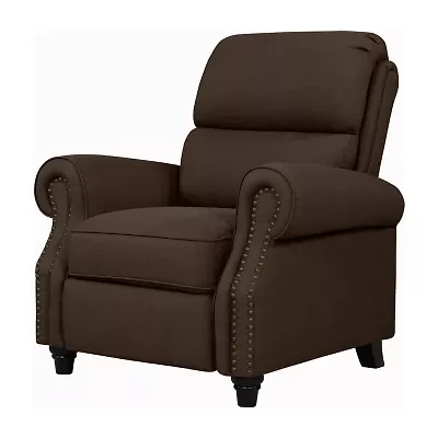 ProLounger Anna Traditional Roll-Arm Push Back Recliner Linen with Nailheads