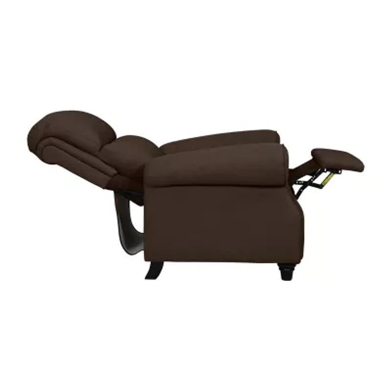 ProLounger Anna Traditional Roll-Arm Push Back Recliner Linen with Nailheads