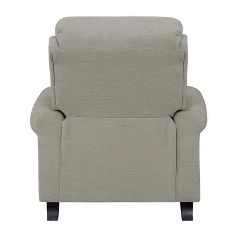 ProLounger Anna Traditional Roll-Arm Push Back Recliner Linen with Nailheads