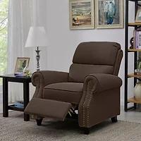ProLounger Anna Traditional Roll-Arm Push Back Recliner Linen with Nailheads