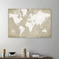 Lumaprints Burlap World Map I Giclee Canvas Art
