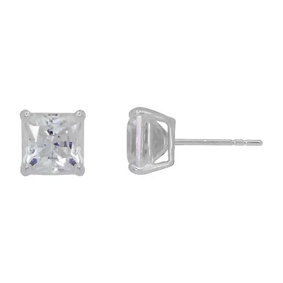 Cubic Zirconia 14K White Gold 8mm Stud Earrings