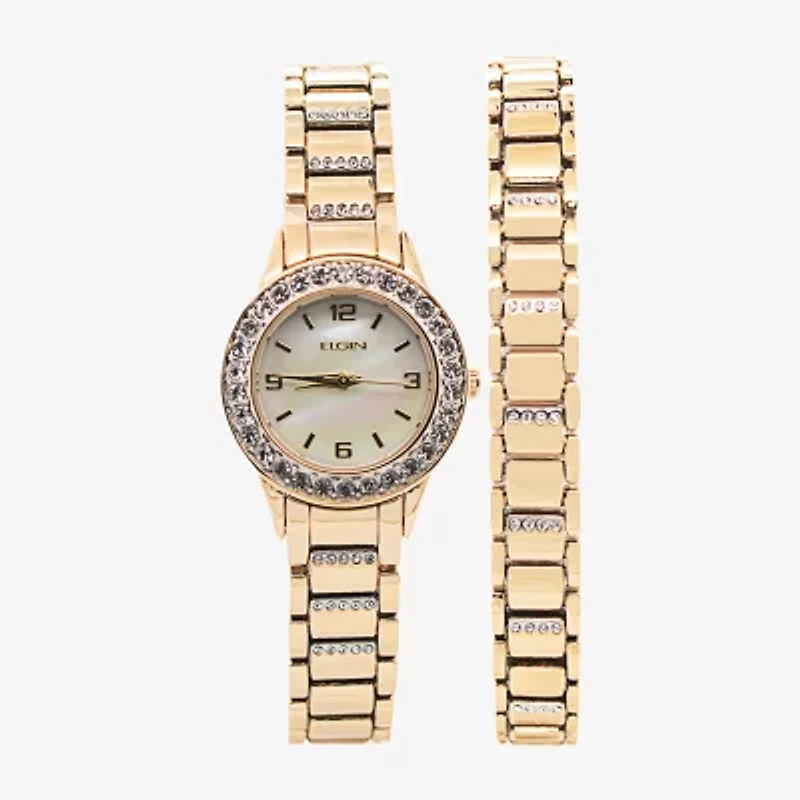 Elgin Womens Gold Tone 2-pc. Watch Boxed Set Eg201807st