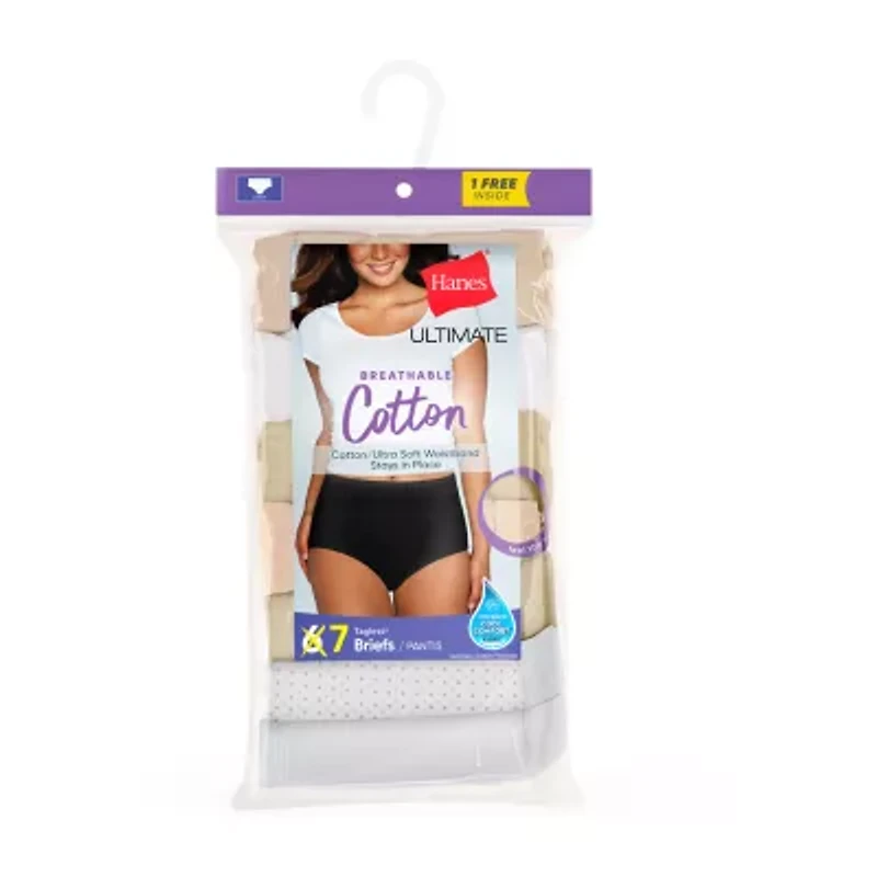 Hanes Ultimate™ Cool Comfort™ Cotton Ultra Soft Womens Average + Full Figure Cooling 6 Pack Brief Panty 40h6cc