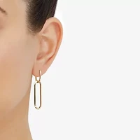 Womens 14K Gold Paperclip Drop Earrings