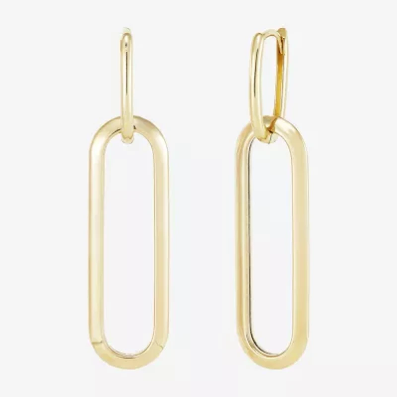 Womens 14K Gold Paperclip Drop Earrings