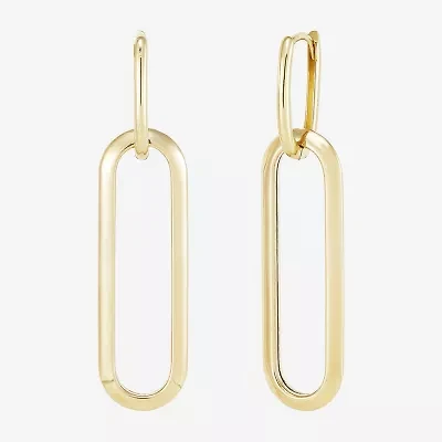 Womens 14K Gold Paperclip Drop Earrings