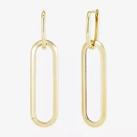 Womens 14K Gold Paperclip Drop Earrings