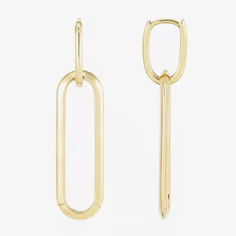 Womens 14K Gold Paperclip Drop Earrings