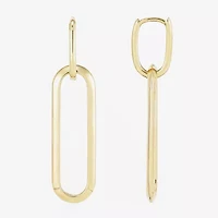 Womens 14K Gold Paperclip Drop Earrings