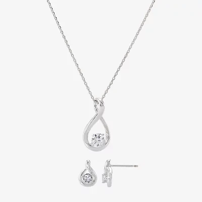 Sparkle Allure Womens Cubic Zirconia Pure Silver Over Brass 2-pc. Jewelry Set