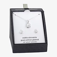 Sparkle Allure Womens Cubic Zirconia Pure Silver Over Brass 2-pc. Jewelry Set