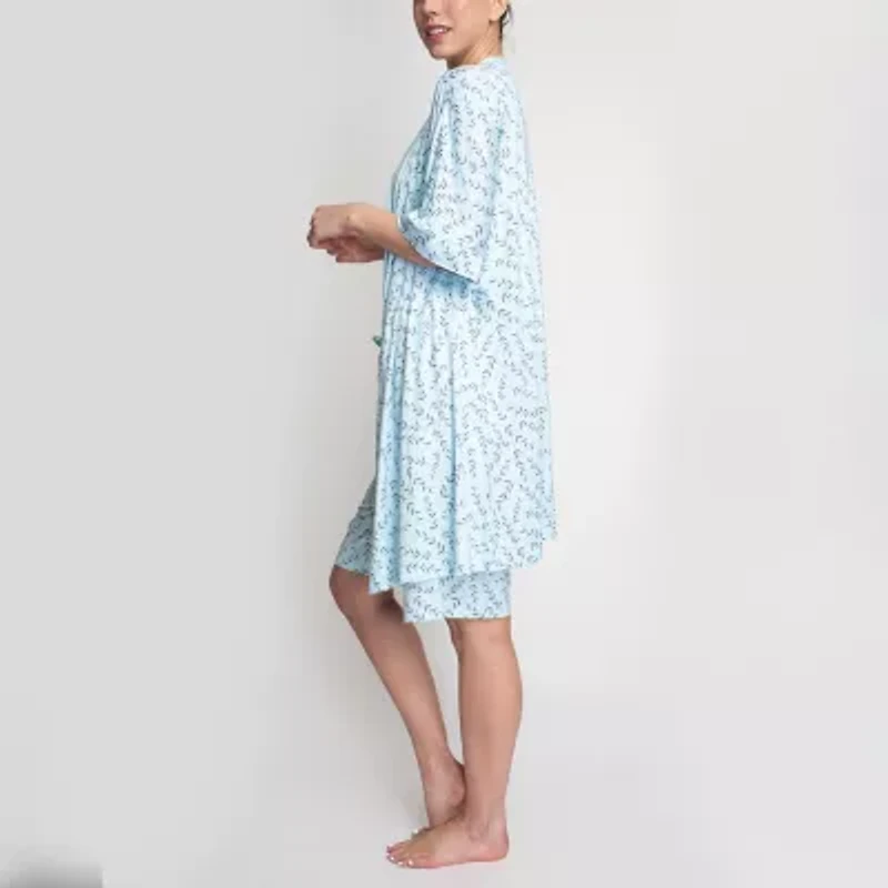 Hanes Womens Round Neck 3/4 Sleeve 3-pc. Pajama Sets