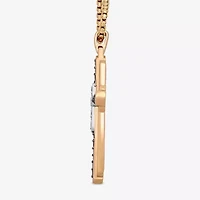 Mens 1/2 CT. T.W. Natural Champagne Diamond 14K Gold Over Silver Sterling Silver Cross 22 Inch Pendant Necklace