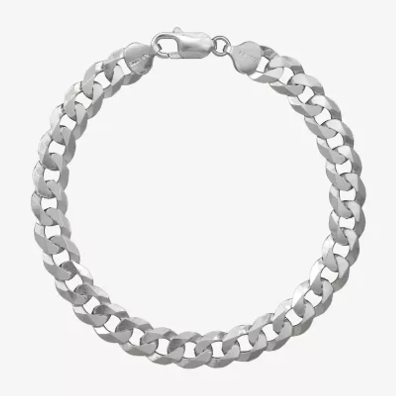 Made in Italy Mens Sterling Silver 9 Inch Solid Curb Chain Bracelet