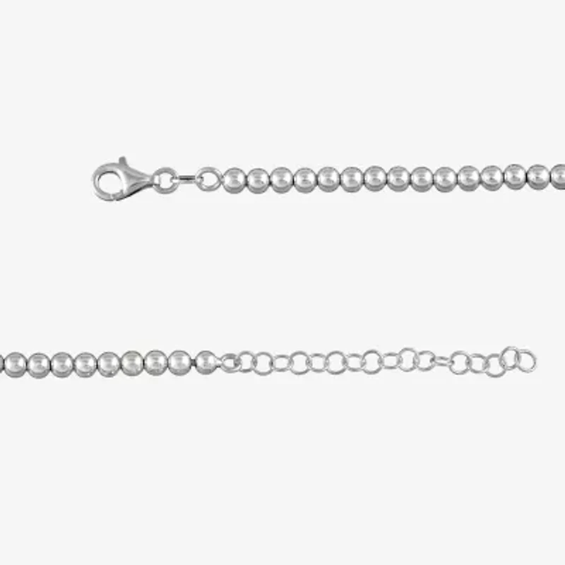 Made in Italy Womens Sterling Silver 18 Inch Bead Chain Necklace