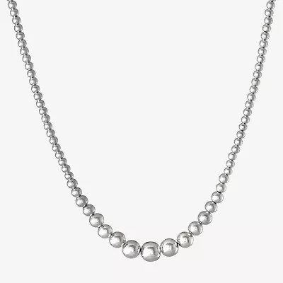 Made in Italy Womens Sterling Silver 18 Inch Bead Chain Necklace