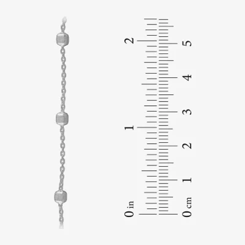 Made in Italy Sterling Silver 9½" Square Station Ankle Bracelet