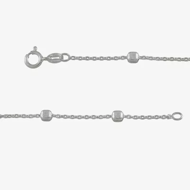 Made in Italy Sterling Silver 9½" Square Station Ankle Bracelet