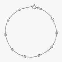 Made in Italy Sterling Silver 9½" Square Station Ankle Bracelet