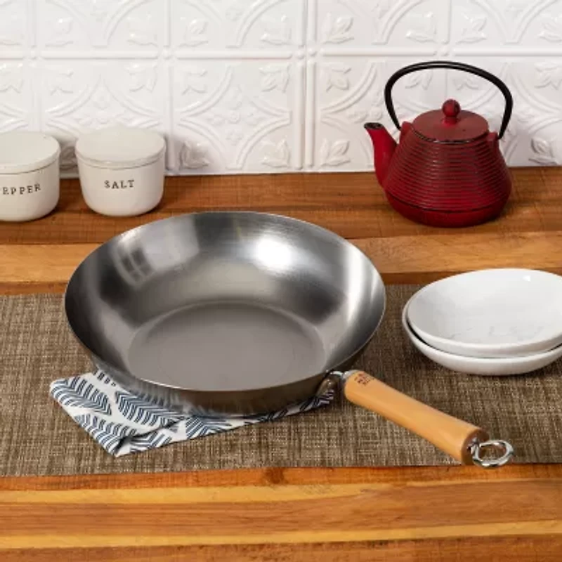 Joyce Chen Carbon Steel 12" Stir Fry Pan with Birch Handle