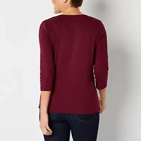 St. John's Bay Womens V Neck 3/4 Sleeve T-Shirt