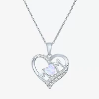 "Mom" Womens Lab Created Opal Sterling Silver Heart 2-pc. Jewelry Set