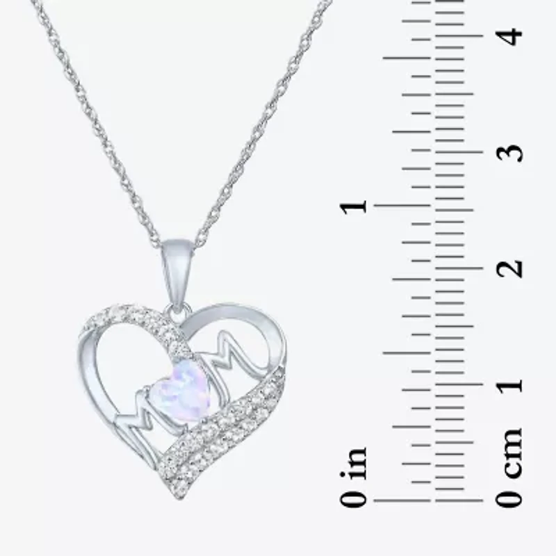 "Mom" Womens Lab Created Opal Sterling Silver Heart 2-pc. Jewelry Set