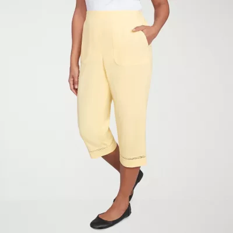 Alfred Dunner Rise And Shine Womens Straight Capri Pant