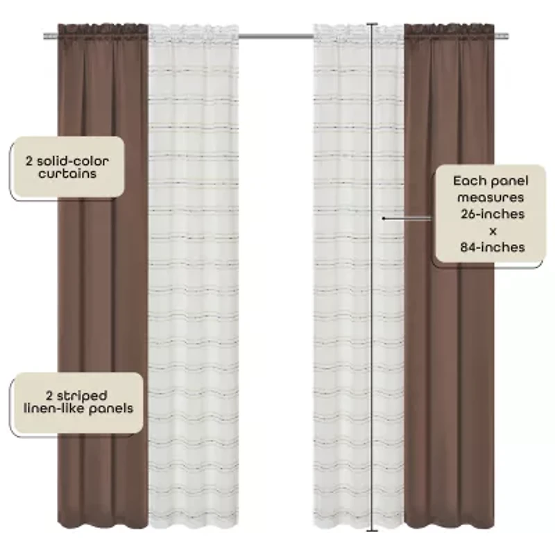 Achim Rod Pocket Room Darkening Set of 4 Curtain Panel