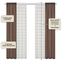 Achim Rod Pocket Room Darkening Set of 4 Curtain Panel