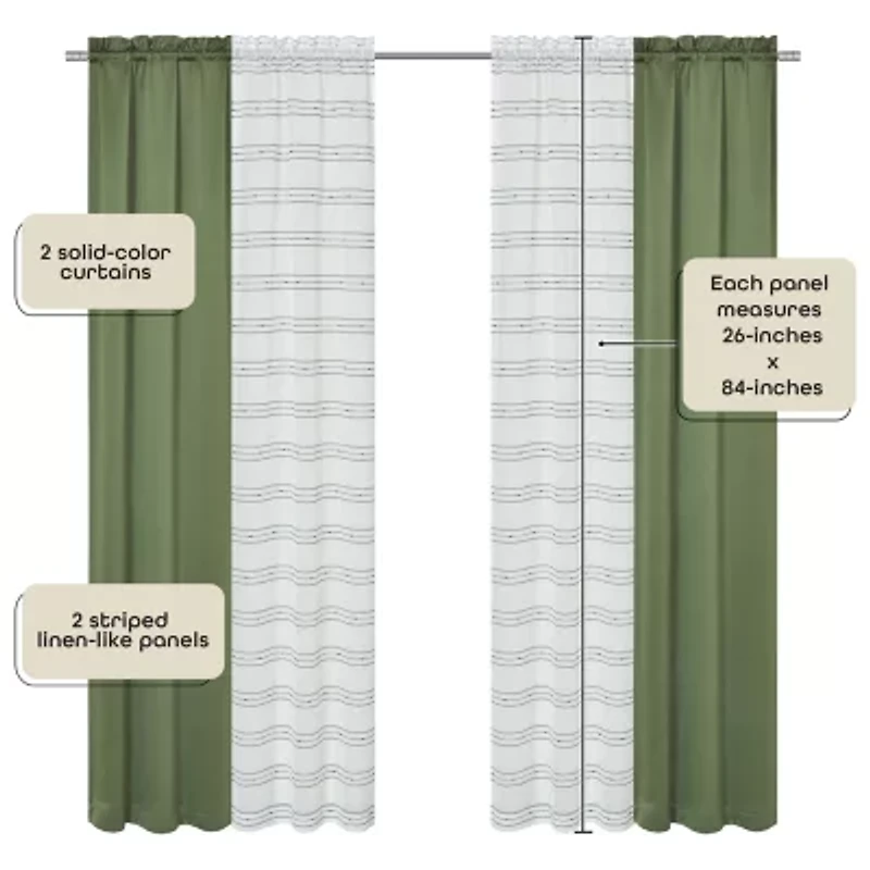 Achim Rod Pocket Room Darkening Set of 4 Curtain Panel