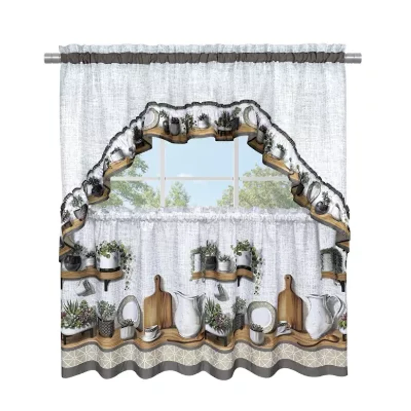 Achim 3-pc. Rod Pocket Kitchen Curtains & Drapes Window Set