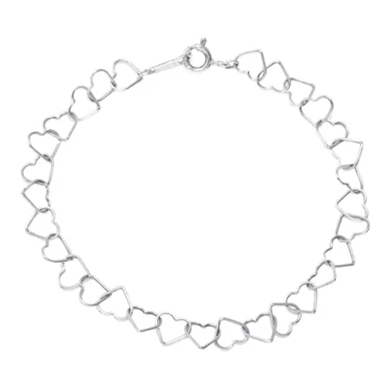 Silver Reflections Sterling Silver Openwork Heart Link Bracelet