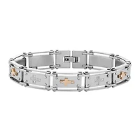 Mens Cubic Zirconia Stainless Steel Cross Chain Bracelet