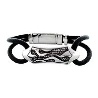 Mens Stainless Steel & Leather Bracelet