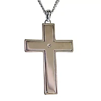 Mens Cubic Zirconia Stainless Steel Lords Prayer Cross Pendant